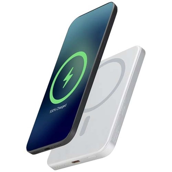 Powerbank Avis 5000 mAh z recyklingowanego aluminium posiadającego certyfikację RCS, z wbudowanym magnesem , srebrny 12444381