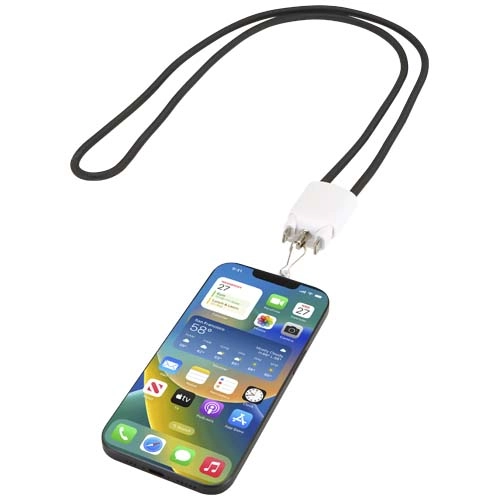Ion 65 W 5 w 1 - kabel do ładowania z funkcją smyczy na szyję, wykonany z tworzywa sztucznego pochodzącego z recyklingu 