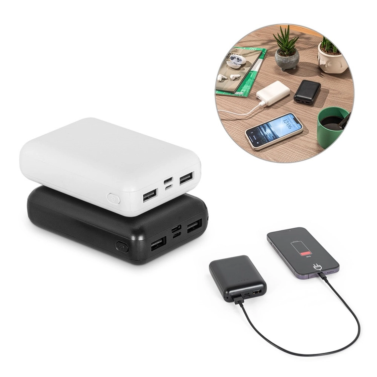 LEAKEY 10. Power bank 10'000 mAh wykonany w ABS pochodzącego z recyklingu (100% rABS)