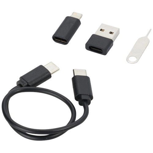 Savvy modułowy kabel do ładowania z tworzyw sztucznych pochodzących z recyklingu z uchwytem na telefon