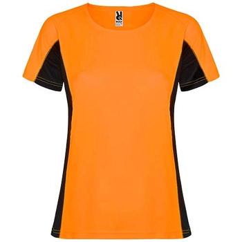 Shanghai sportowa koszulka damska z krótkim rękawem 140 g/m², Fluorescencyjna pomarańcz r66489a1