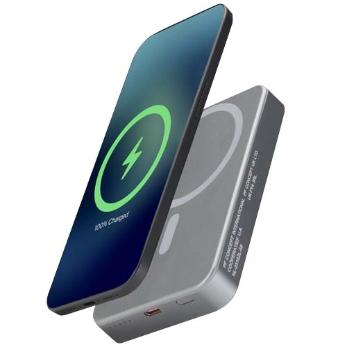 Powerbank Avis 10 000 mAh z recyklingowanego aluminium, z wbudowanym magnesem 
