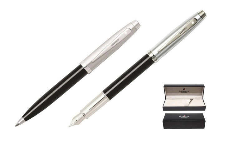 9313 Zestaw (pióro wieczne i długopis) Sheaffer kolekcja 100, czarne, wykończenia niklowane