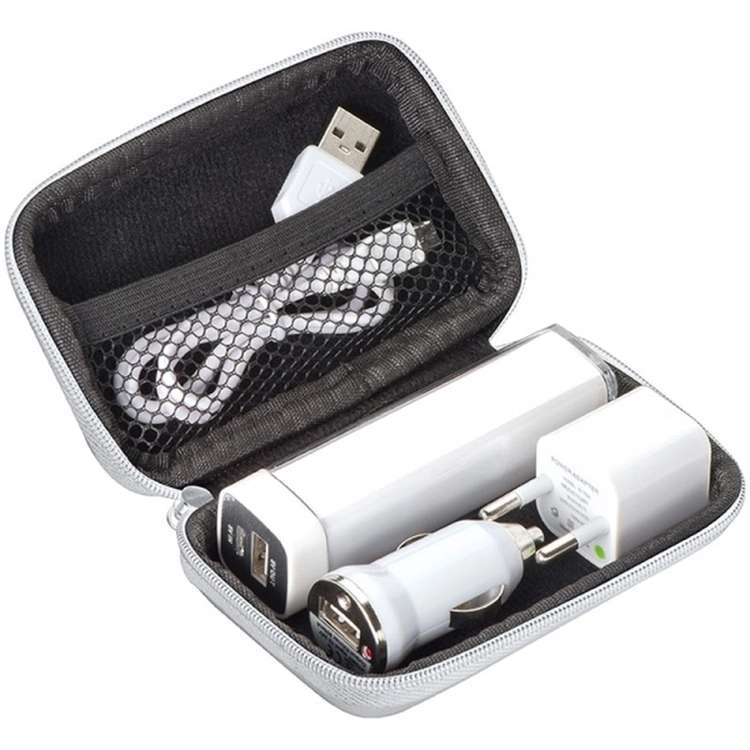 Zestaw podróżny power bank 2200 mAh i wtyczki EXETER
