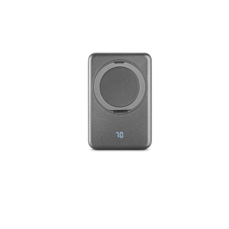 WARSHEL 5. Magnetyczny power bank 5'000 mAh z superszybką ładowarką bezprzewodową 15 W z recyklingowanego ABS (100% rABS) z podstawką