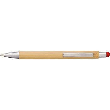 Bambusowy długopis, touch pen, czerwony V9335-05