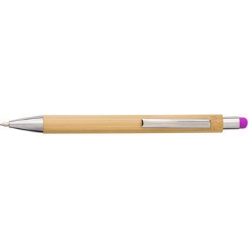 Bambusowy długopis, touch pen, fuksja V9335-31
