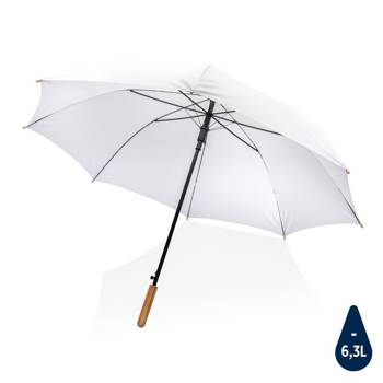 Bambusowy parasol automatyczny 27" Impact AWARE™ rPET, biały P850.663