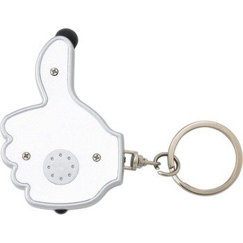 Brelok do kluczy "kciuk", lampka LED, touch pen, biały V1686-02