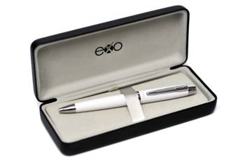 Długopis EXO Aries, biały, wykończenia chromowane, biały exo-1030.01 CTBP