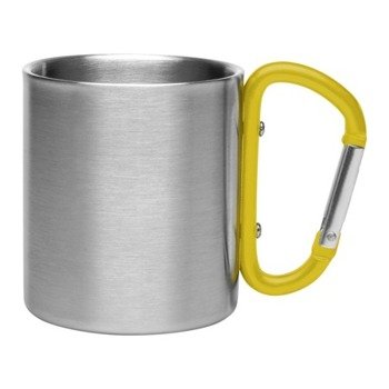 Metalowy kubek 210 ml z karabińczykiem | Easton, żółty V8437-08