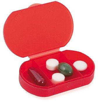 Pojemnik na tabletki z 3 przegrodami, czerwony V8501-05