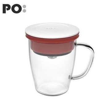 Szklanka z zaparzaczem PO: Duo, biało-czerwony, biały PO-14780