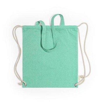 Worek ze sznurkiem i torba na zakupy z bawełny z recyklingu, 2 w 1, zielony V6792-06