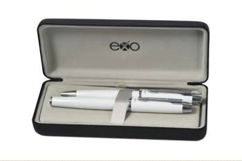 Zestaw (pióro wieczne i długopis) EXO Aries, biały, wykończenia chromowane, biały exo-1030.01 CT SET BPFP